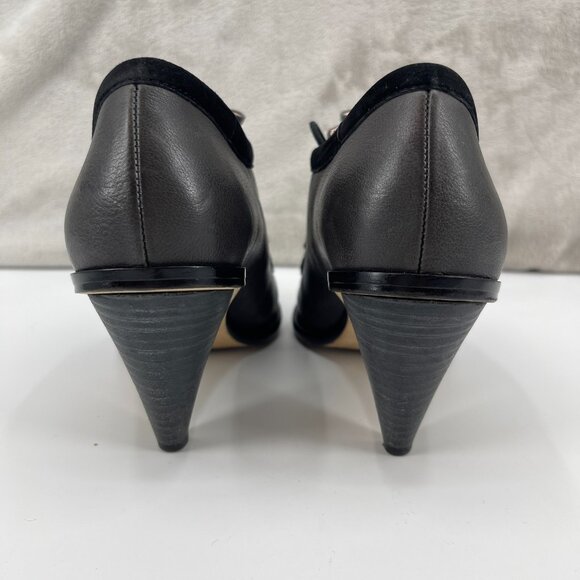 Plenty by Tracy Reese Wayne Gray Leather Retro Lace Up Heels Pumps - Picture 9 of 14